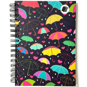 Caderno - Sombrinhas  1/4 - 96 Folhas - Capa dura