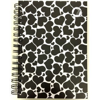 Caderno - Passione Coração Preto 1/4 - 96 Folhas - Capa dura
