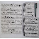 Kit Caderno, caderneta e pasta - Amor 