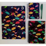 Kit Caderno, caderneta e pasta - Sombrinha Kit Caderno, caderneta e pasta - Sombrinha