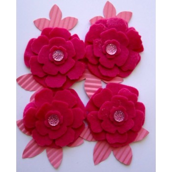 Kit Flores pink de feltro e papel Kit Flores pink de feltro e papel