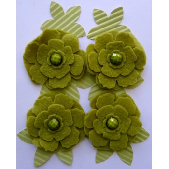 Kit Flores verde de feltro e papel