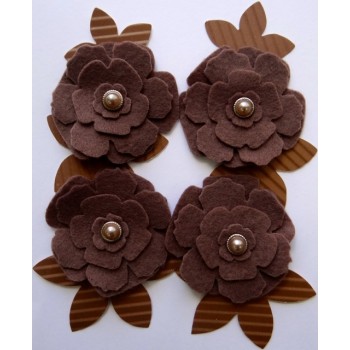 Kit Flores chocolate de feltro e papel